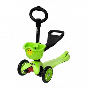 Самокат трехколесный Smiley зеленый 3 in 1, с корзинкой (Smiley, 8523 G)